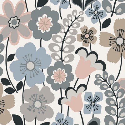 Brewster Wallcovering Piper Light Blue Floral Wallpaper Light Blue