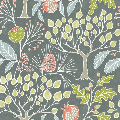 Brewster Wallcovering Shiloh Grey Botanical Wallpaper Grey