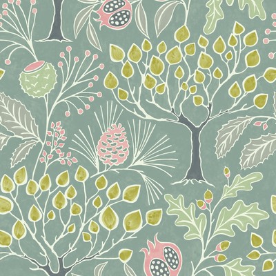 Brewster Wallcovering Shiloh Green Botanical Wallpaper Green