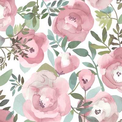 Brewster Wallcovering Orla Pink Floral Wallpaper Pink