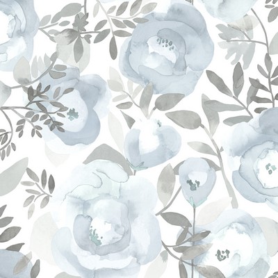 Brewster Wallcovering Orla Blue Floral Wallpaper Blue