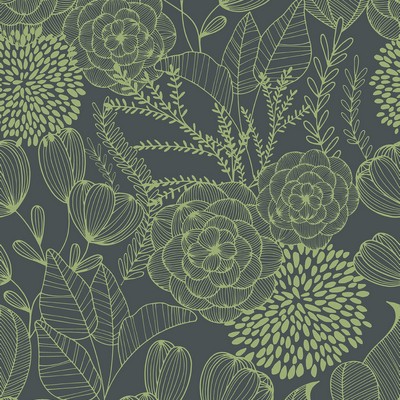 Brewster Wallcovering Alannah Green Botanical Wallpaper Green