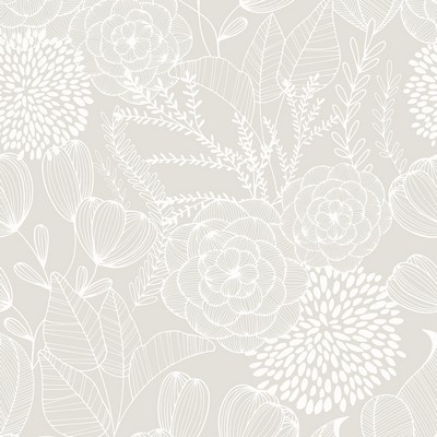 Brewster Wallcovering Alannah Bone Botanical Wallpaper Bone