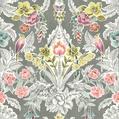 Brewster Wallcovering Vera Multicolor Floral Damask Wallpaper Multicolor