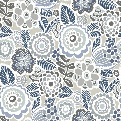 Brewster Wallcovering Lucy Grey Floral Wallpaper Grey