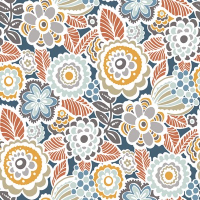 Brewster Wallcovering Lucy Navy Floral Wallpaper Navy