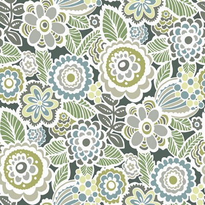 Brewster Wallcovering Lucy Green Floral Wallpaper Green