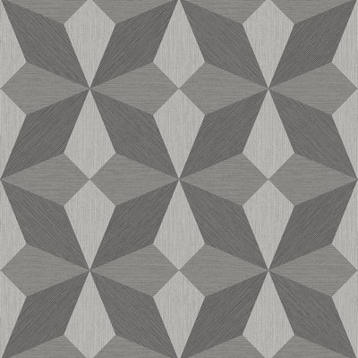 Brewster Wallcovering Valiant Grey Faux Grasscloth Geometric Wallpaper Grey