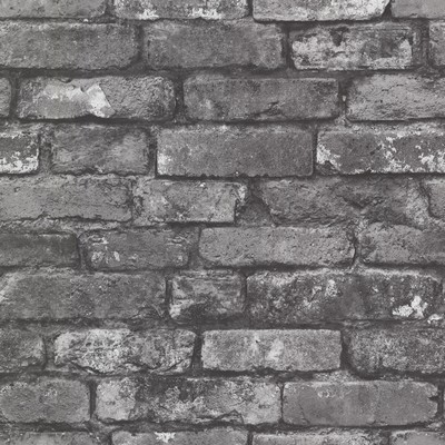 Brewster Wallcovering Debs Grey Exposed Brick Wallpaper Grey