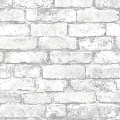 Brewster Wallcovering Debs White Exposed Brick Wallpaper White