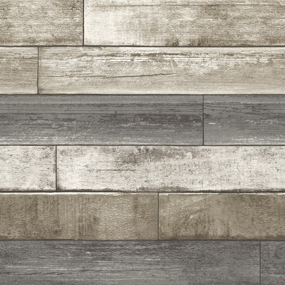 Brewster Wallcovering Porter Brown Weathered Plank Wallpaper Brown