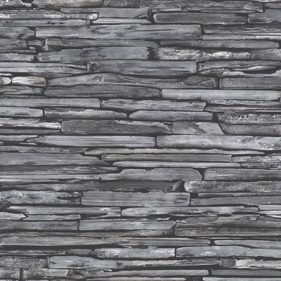 Brewster Wallcovering McGuire Grey Stacked Slate Wallpaper Grey