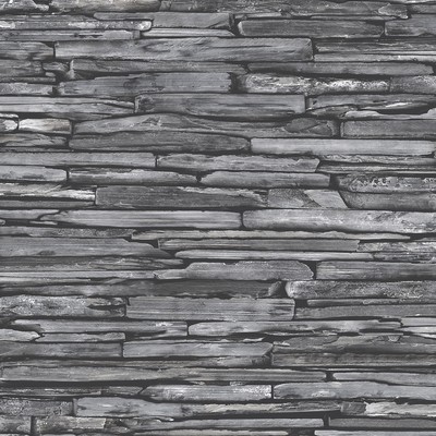 Brewster Wallcovering McGuire Grey Stacked Slate Wallpaper Grey