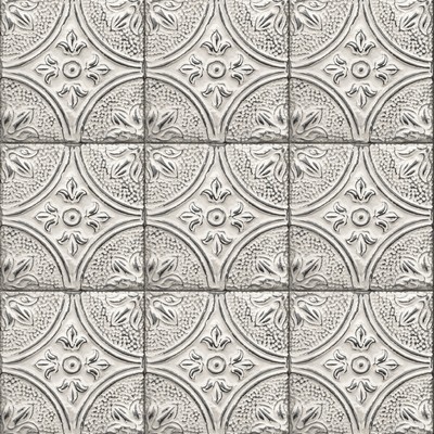 Brewster Wallcovering Cornelius White Tin Ceiling Tile Wallpaper White