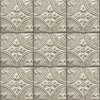 Brewster Wallcovering Cornelius Grey Tin Celing Tile Wallpaper Grey