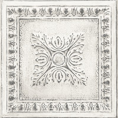 Brewster Wallcovering Hillman White Ornamental Tin Tile Wallpaper White