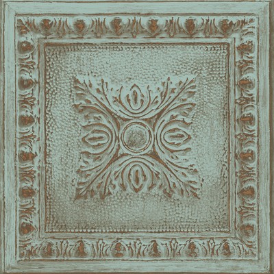 Brewster Wallcovering Hillman Turquoise Ornamental Tin Tile Wallpaper Turquoise