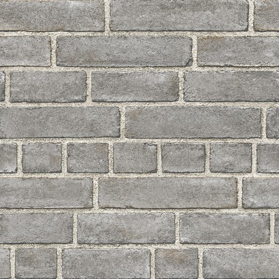 Brewster Wallcovering Faade Grey Brick Wallpaper Grey