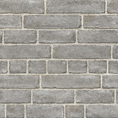 Brewster Wallcovering Façade Grey Brick Wallpaper Grey
