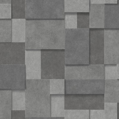 Brewster Wallcovering Duchamp Dark Grey Metallic Squares Wallpaper Dark Grey