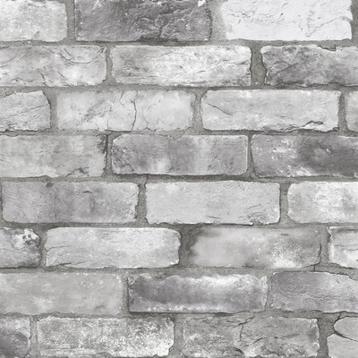 Brewster Wallcovering Rustin Grey Reclaimed Bricks Wallpaper Grey