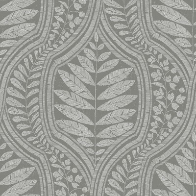 Brewster Wallcovering Juno Dark Grey Ogee Wallpaper Dark Grey