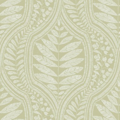 Brewster Wallcovering Juno Green Ogee Wallpaper Green