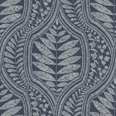 Brewster Wallcovering Juno Indigo Ogee Wallpaper Indigo