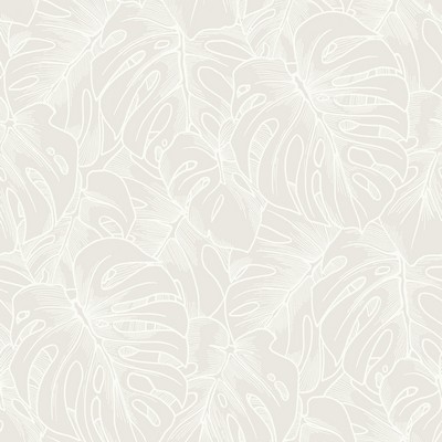 Brewster Wallcovering Balboa White Botanical Wallpaper White