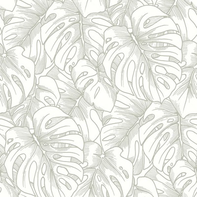 Brewster Wallcovering Balboa Silver Botanical Wallpaper Silver