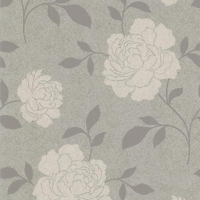 Brewster Wallcovering Clara Silver Floral Silhouette Silver