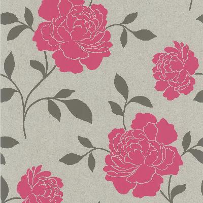 Brewster Wallcovering Clara Pink Floral Silhouette Pink