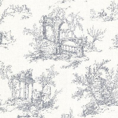 Brewster Wallcovering Antiquity Blue Linen Toile Blue