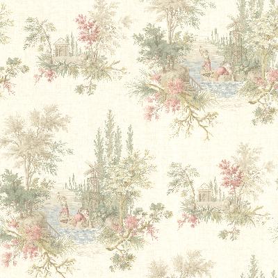 Brewster Wallcovering Pictorial Olive Romance Toile Olive