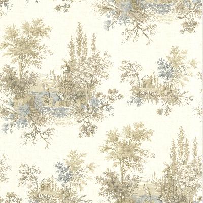 Brewster Wallcovering Pictorial Taupe Romance Toile Taupe