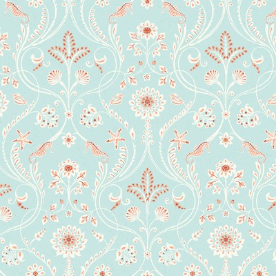 Brewster Wallcovering Island Turquoise Damask Wallpaper Turquoise