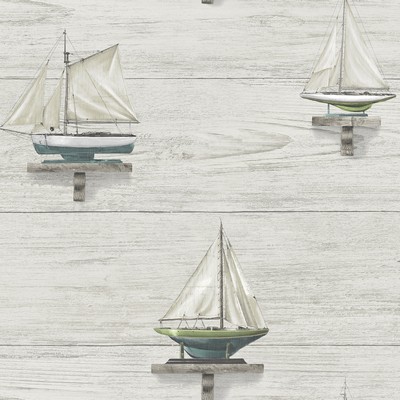 Brewster Wallcovering Set Sail White Wood Wallpaper White