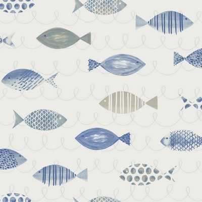 Brewster Wallcovering Key West Blue Fish Wallpaper Blue