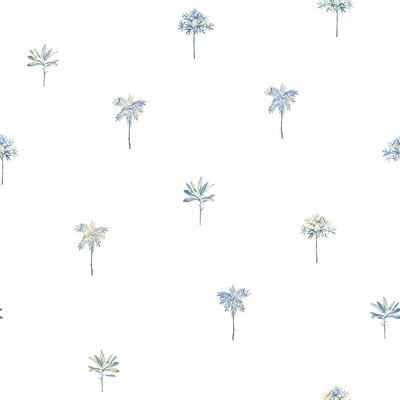 Brewster Wallcovering Palmetto Blue Leaves Wallpaper Blue