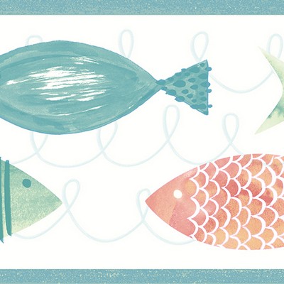 Brewster Wallcovering Key West Orange Fish Spool Orange