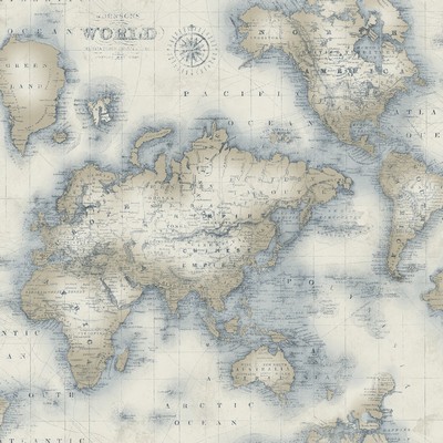 Brewster Wallcovering Mercator Cream World Map Wallpaper Cream