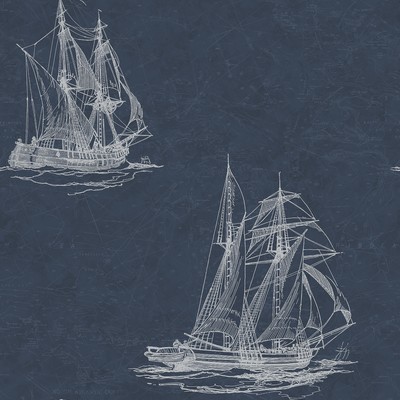 Brewster Wallcovering Hudson Bay Navy Nautical Wallpaper Navy