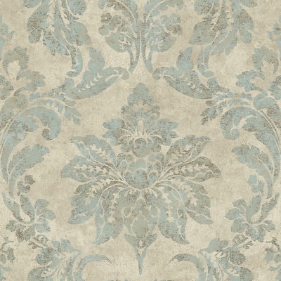 Brewster Wallcovering Astor Turquoise Damask Wallpaper Turquoise