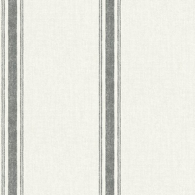 Brewster Wallcovering Linette Black Fabric Stripe Wallpaper Black