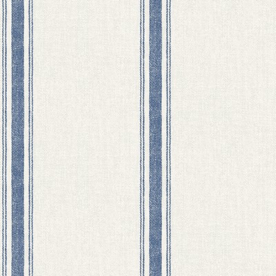 Brewster Wallcovering Linette Blue Fabric Stripe Wallpaper Blue