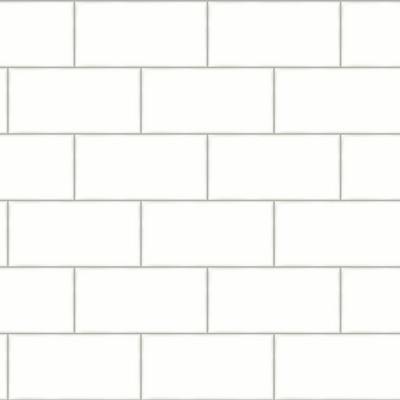 Brewster Wallcovering Freedom Off-White Subway Tile Wallpaper Off-White
