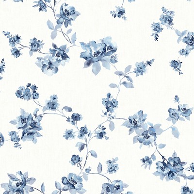 Brewster Wallcovering Cyrus Blue Floral Wallpaper Blue