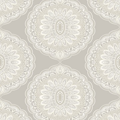 Brewster Wallcovering Bolinas Grey Medallion Wallpaper Grey