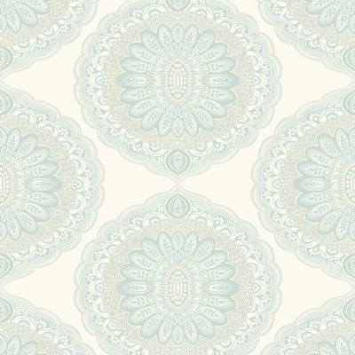 Brewster Wallcovering Bolinas Aquamarine Medallion Wallpaper Aquamarine