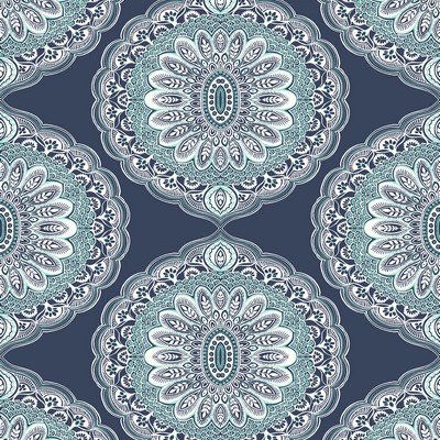 Brewster Wallcovering Bolinas Navy Medallion Wallpaper Navy